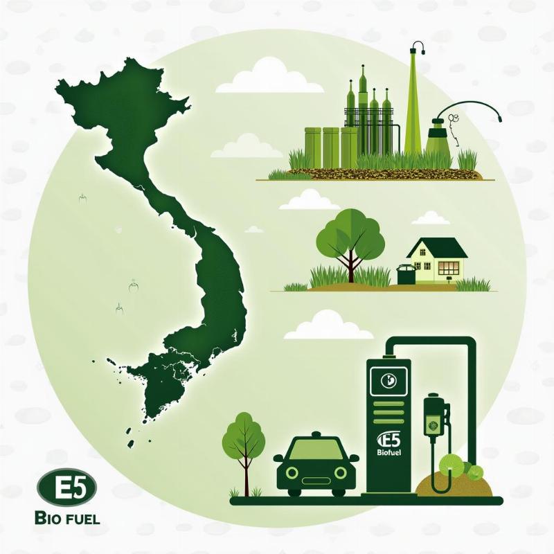 Hình ảnh minh họa các dự án hoặc ứng dụng năng lượng sinh học tại Việt Nam, như nhà máy điện sinh khối, hầm biogas nông hộ hoặc trạm xăng E5